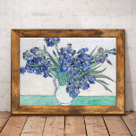 Vase with Irises Vincent van Gogh  Poster<br><div class="desc">A fine art poster of the post-impressionist painting,  Vase with Irises (1890) by the Dutch artist Vincent Van Gogh. A still life of beautiful irises in a white pitcher against a white background.</div>