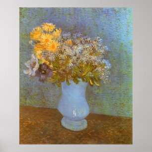 Vase with Lilacs, Daisies and Anemones by Van Gogh Poster