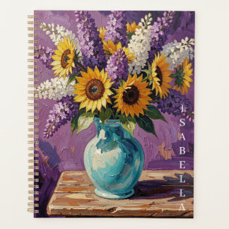 Vase with Lilies and Iris Flowers Personalised Planner