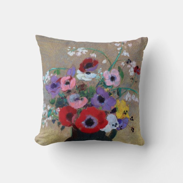 Vase with Mixed Flowers, Redon Cushion (Front)