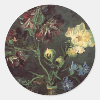 Vase with Myosotis and Peonies by Vincent van Gogh Classic Round Sticker