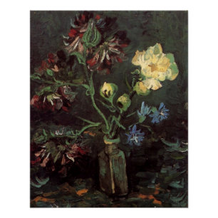 Vase with Myosotis and Peonies by Vincent van Gogh Poster