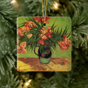 Vase with Oleanders and Books by Vincent van Gogh Ceramic Tree Decoration