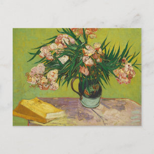 Vase with Oleanders & Books, Van Gogh Fine Art Postcard