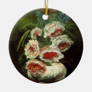 Vase with Peonies by Vincent van Gogh Ceramic Tree Decoration