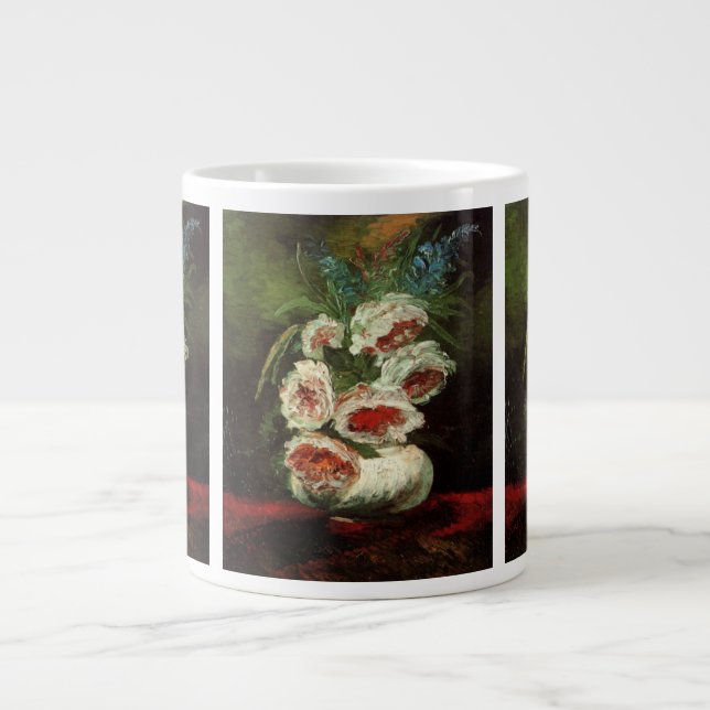 Vase with Peonies by Vincent van Gogh Large Coffee Mug (Front)