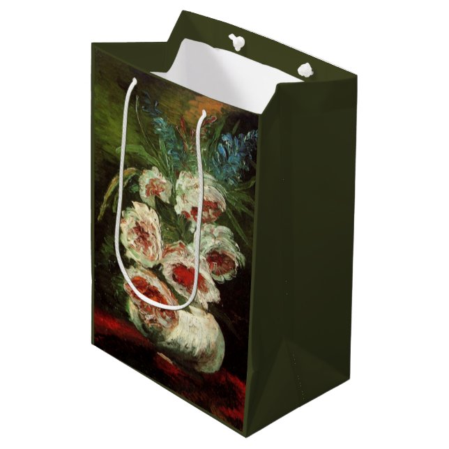 Vase with Peonies by Vincent van Gogh Medium Gift Bag (Front Angled)