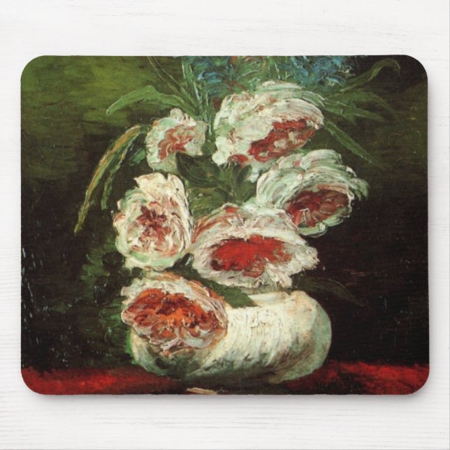 Vase with Peonies by Vincent van Gogh Mouse Pad (Front)