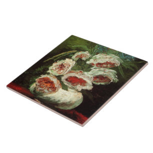 Vase with Peonies Van Gogh Fine Art Ceramic Tile