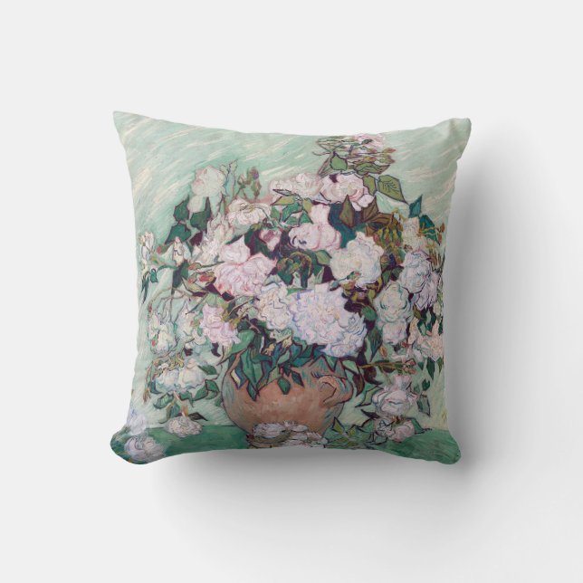 Vase with Pink Roses, Van Gogh Cushion (Front)