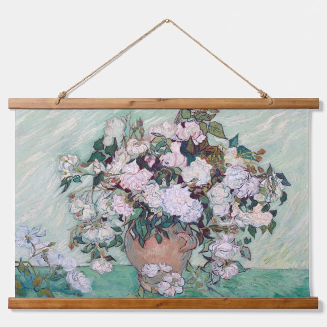 Vase with Pink Roses, Van Gogh Hanging Tapestry (Front)