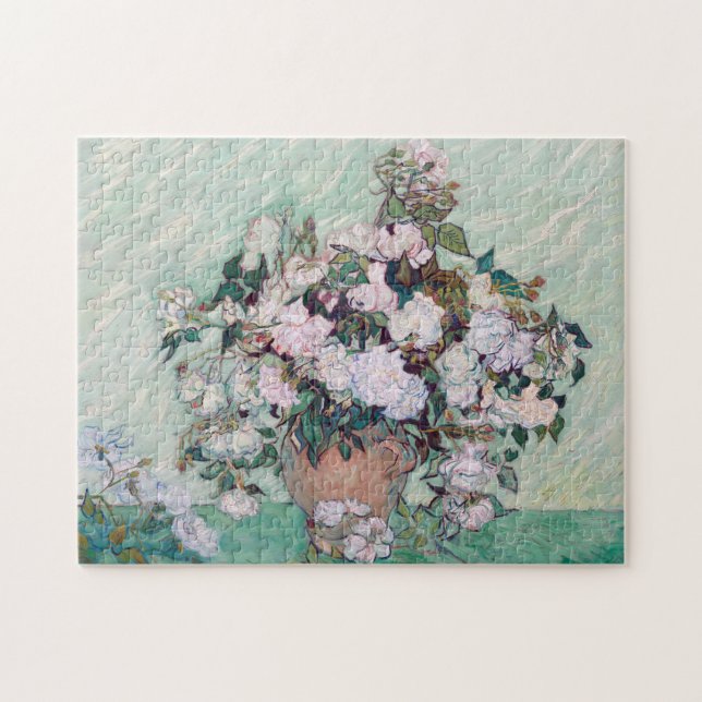 Vase with Pink Roses, Van Gogh Jigsaw Puzzle (Horizontal)