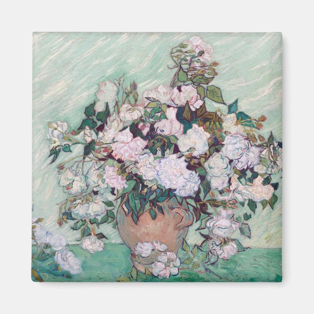 Vase with Pink Roses, Van Gogh Magnet (Front)