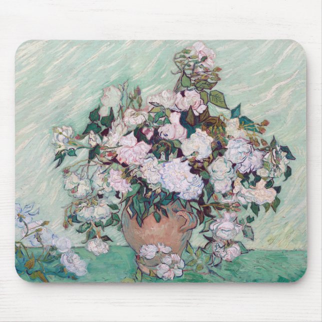 Vase with Pink Roses, Van Gogh Mouse Pad (Front)