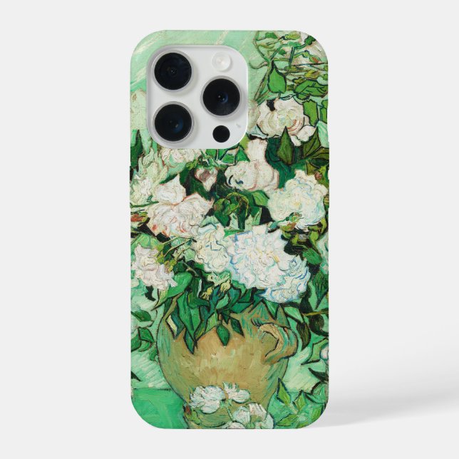 Vase with Pink Roses, Vincent Van Gogh iPhone Case (Back)