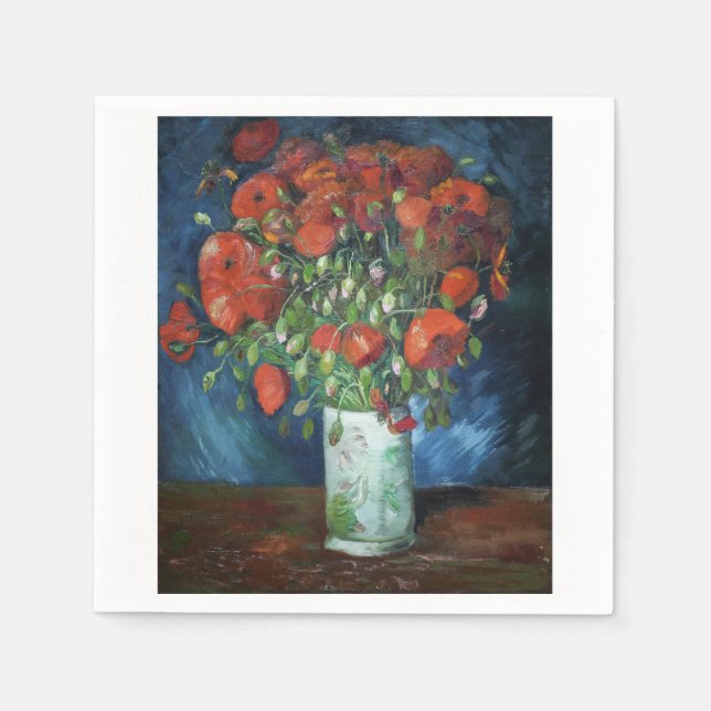 Vase with Poppies 1886 by Vincent van Gogh Napkin (Front)