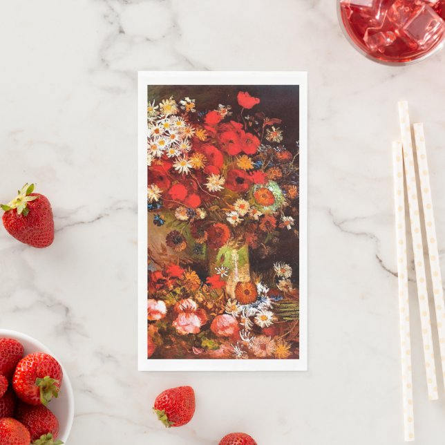 Vase with Poppies, Cornflowers, Peonies... Paper G Napkin (Insitu)