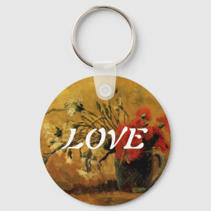 vase with red and white carnations, van Gogh Key Ring