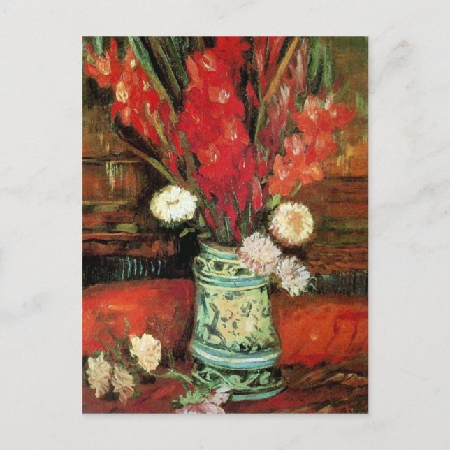 Vase with Red Gladioli, Van Gogh Fine Art Postcard (Front)