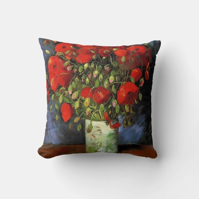 Vase with Red Poppies by Vincent van Gogh. Cushion (Front)