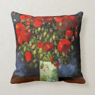 Vase with Red Poppies by Vincent van Gogh. Cushion