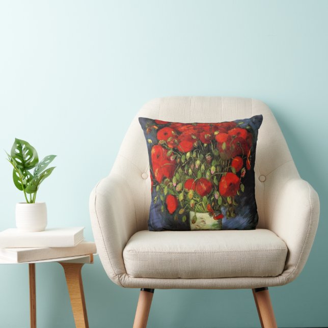 Vase with Red Poppies by Vincent van Gogh Cushion (Chair)