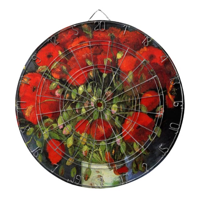 Vase with Red Poppies by Vincent van Gogh Dartboard (Front)