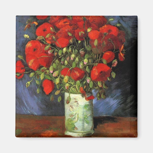 Vase with Red Poppies by Vincent Van Gogh  Magnet (Front)