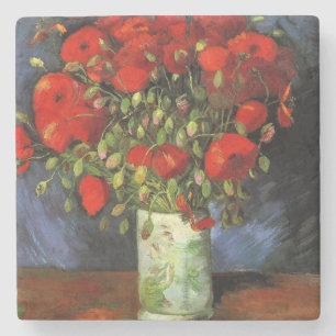 Vase with Red Poppies by Vincent Van Gogh Stone Coaster