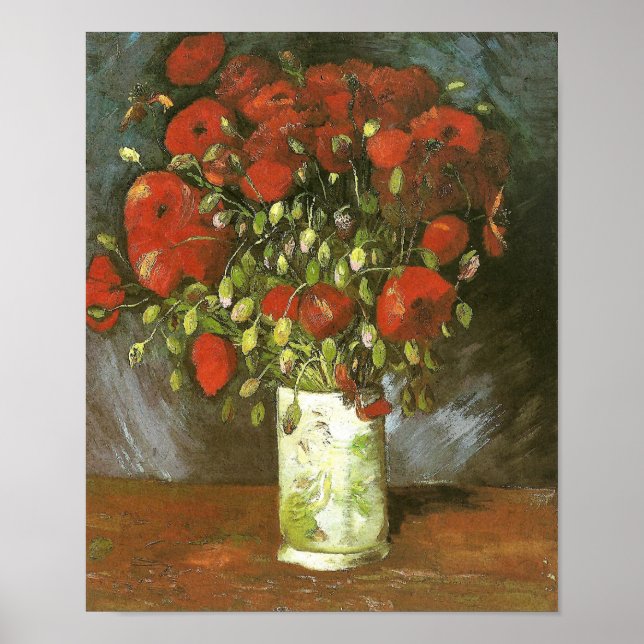 Vase With Red Poppies (F279) Van Gogh Fine Art Poster (Front)