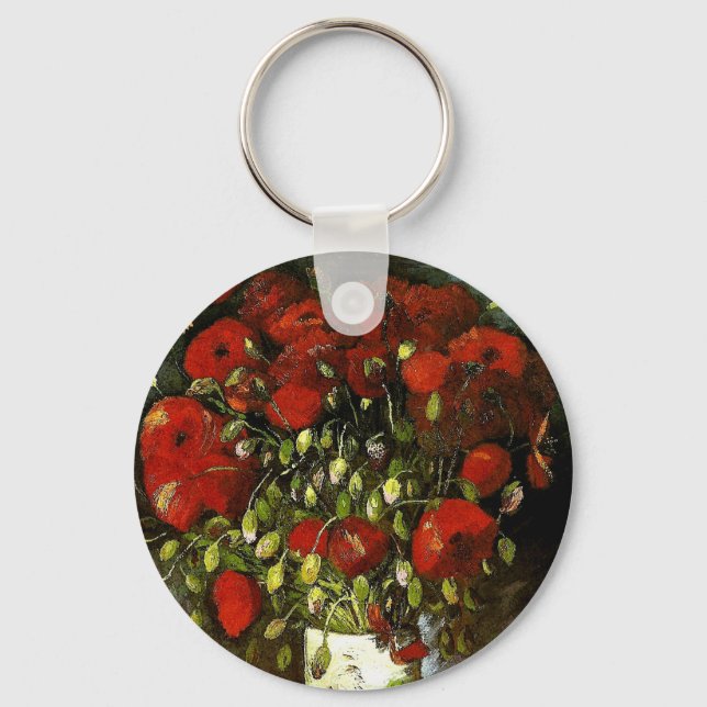 Vase with Red Poppies Van Gogh Fine Art Key Ring (Front)