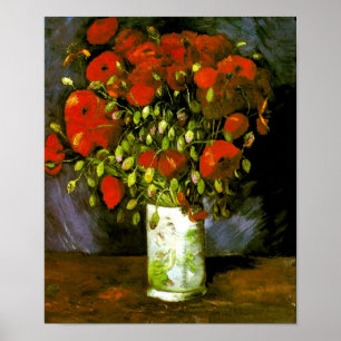Vase with Red Poppies Van Gogh Fine Art Poster