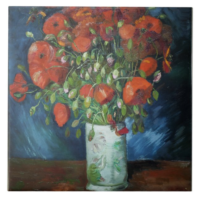 Vase with Red Poppies Vincent van Gogh Ceramic Til Ceramic Tile (Front)