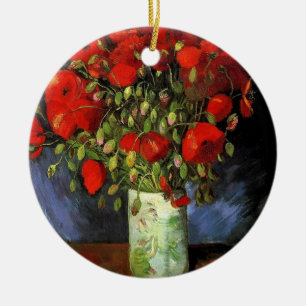 Vase with Red Poppies Vincent van Gogh Ceramic Tree Decoration