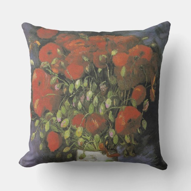 Vase with Red Poppies Vincent van Gogh Cushion (Front)