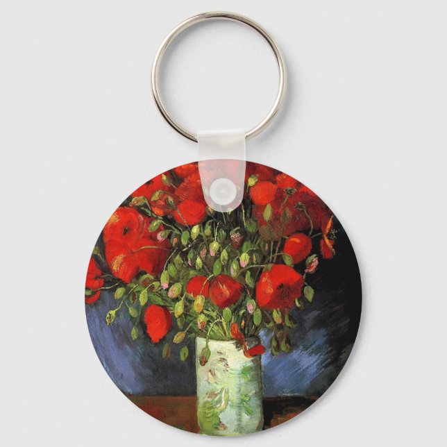 Vase with Red Poppies Vincent van Gogh Key Ring (Front)