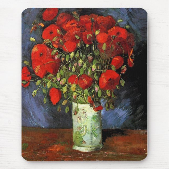 Vase with Red Poppies Vincent van Gogh Mouse Pad (Front)