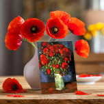 Vase with Red Poppies | Vincent van Gogh Postcard<br><div class="desc">Vase with Red Poppies by Vincent van Gogh is a captivating still-life painting that highlights the artist’s vibrant use of color and expressive brushwork. The painting features a simple earthen vase filled with bold, crimson poppies, set against a textured, muted background. The contrast between the vivid flowers and the subdued...</div>