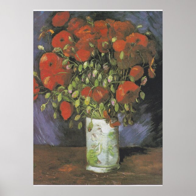 Vase with Red Poppies Vincent van Gogh Poster (Front)