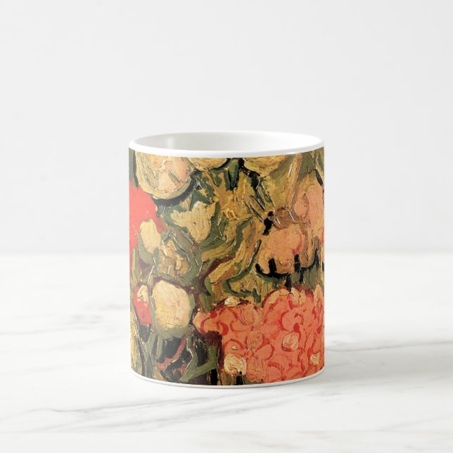 Vase with Rose Mallows by Vincent van Gogh Coffee Mug (Center)