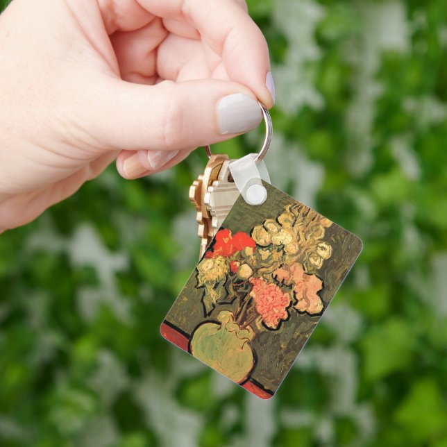 Vase with Rose Mallows by Vincent van Gogh Key Ring (Hand)