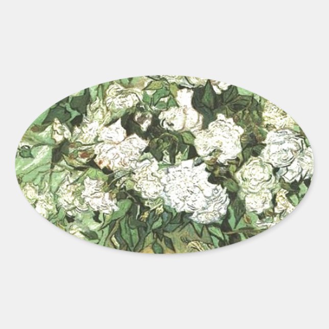 Vase with Roses - Van Gogh Oval Sticker (Front)