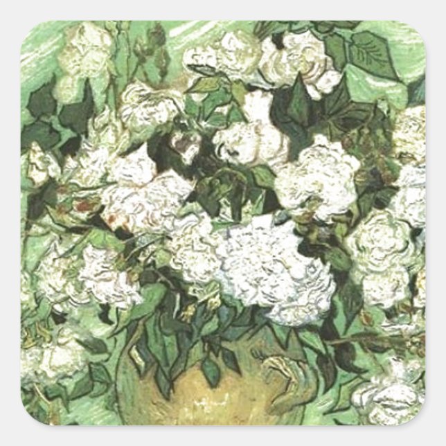 Vase with Roses - Van Gogh Square Sticker (Front)