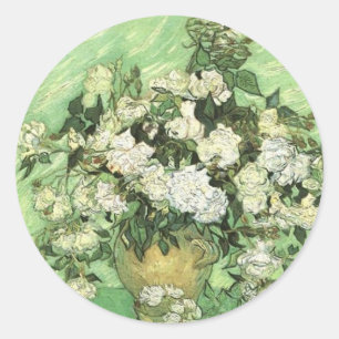 Vase with Roses, Vincent van Gogh 1890 Classic Round Sticker