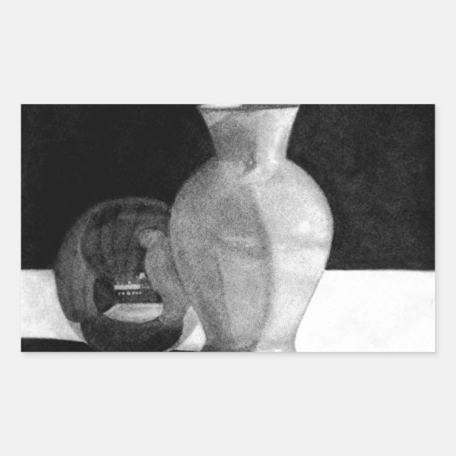 Vase with Sphere Rectangular Sticker (Front)