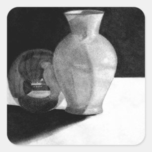 Vase with Sphere Square Sticker