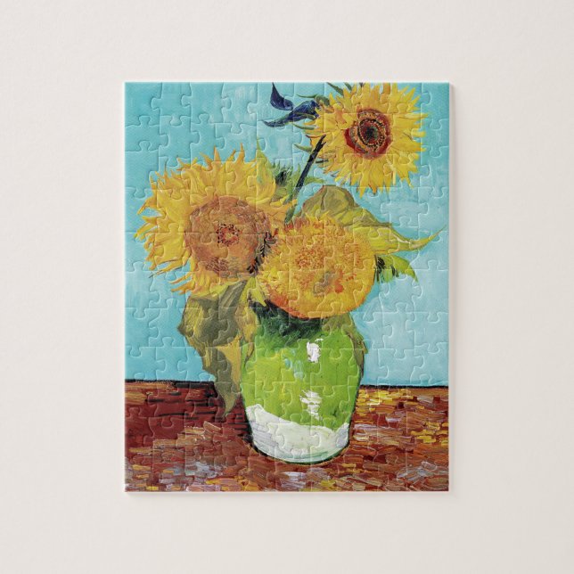 Vase with Three Sunflowers by Vincent Van Gogh Jigsaw Puzzle (Vertical)
