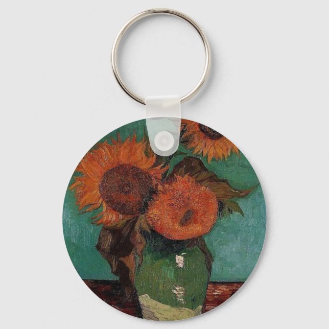 vase with three sunflowers, van Gogh Key Ring (Front)