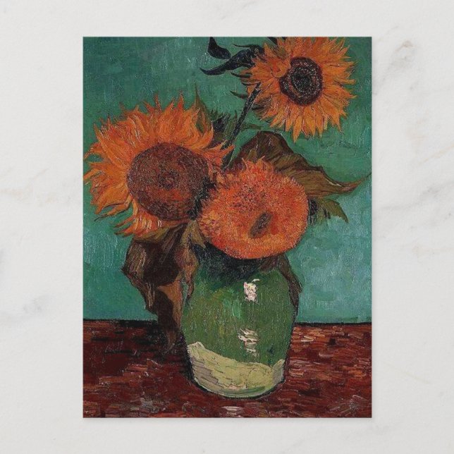 vase with three sunflowers, van Gogh Postcard (Front)