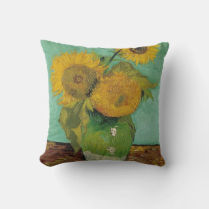 Vase with three sunflowers, Vincent van Gogh Cushion
